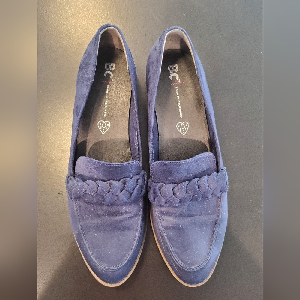 Navy Blue Suede Loafers